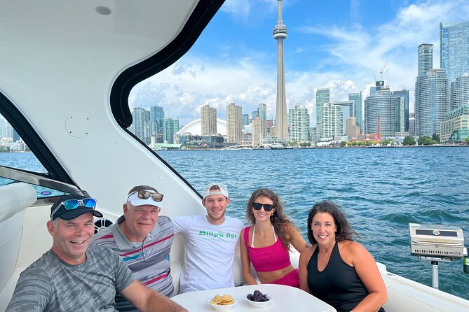 60-Minute Toronto Luxury Yacht Sightseeing Prosecco Cruise! - The route: CN Tower and Rogers Centre seen from the water