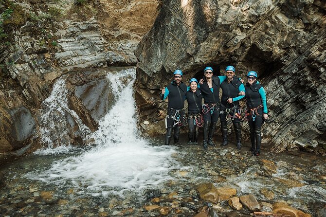 Adrenaline Canyoning Tour - Stop 1: Abraham Lake, Including Water Features and Rappels
