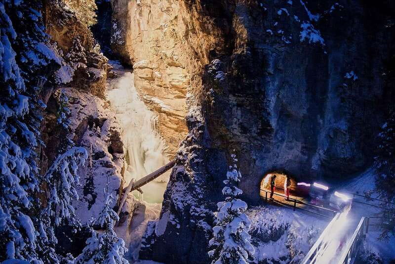 Banff: Johnston Canyon Evening Icewalk - Ice cleats, catwalks, and the walk to the frozen lower falls