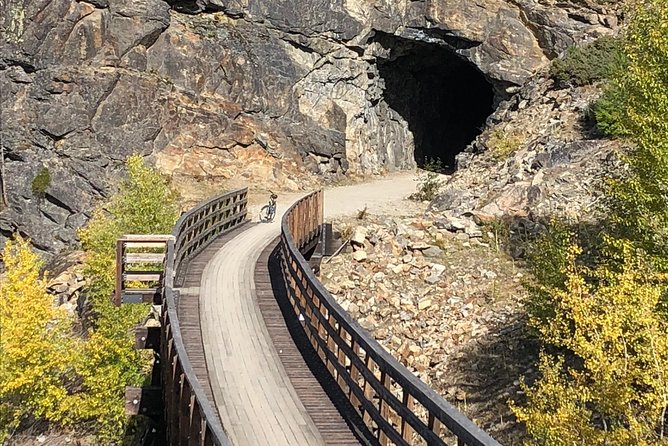 Bicyle Tour on Historical Kettle Valley Railway from Myra Canyon to Penticton - Chute Lake: a scenic break with a sandy twist