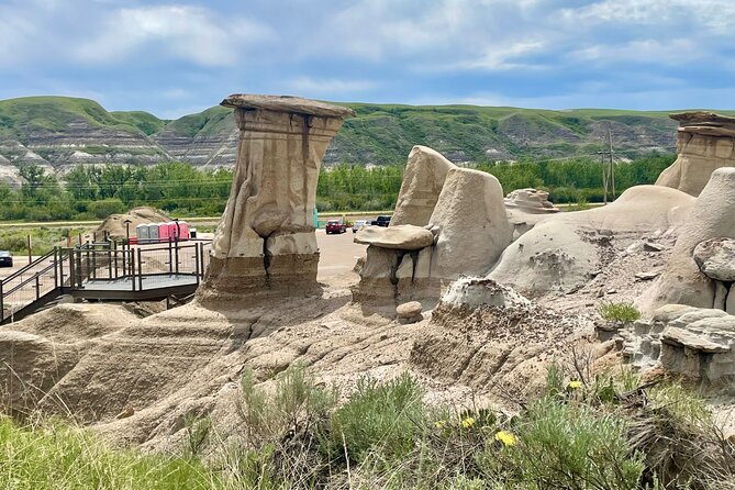 Day of Dinosaurs & Hoodoos from Calgary to Drumheller Badlands - Rosedale Suspension Bridge, plus the upside if it is closed