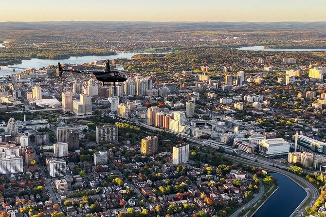 Fly over the City of Ottawa in a Helicopter - Rideau Canal UNESCO Flyover and Rideau Hall Views