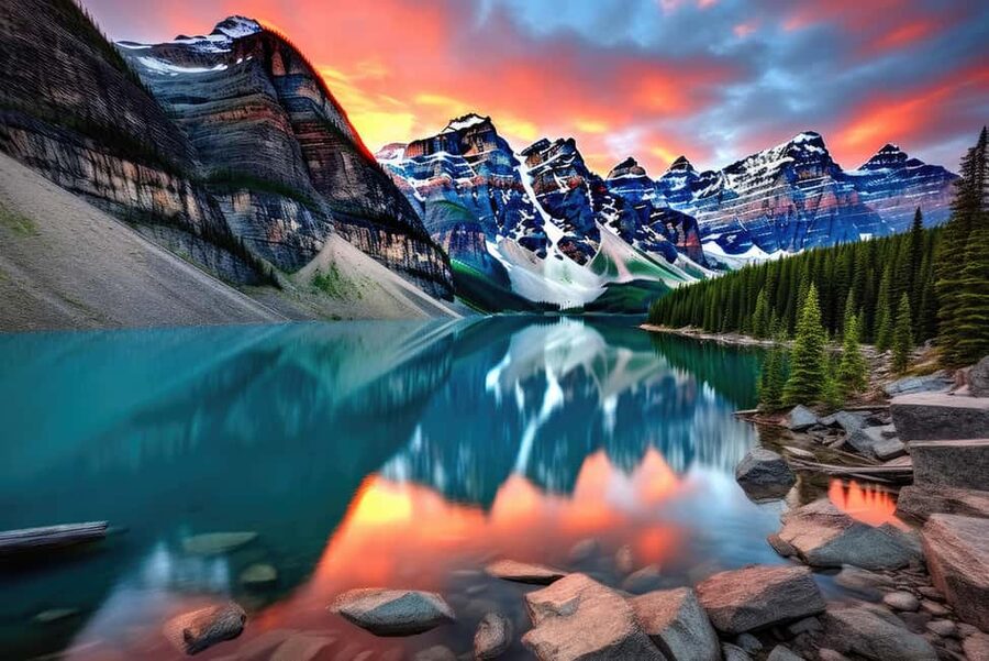 From Banff/Canmore: Moraine Lake, Lake Louise 1.5 hrs Each - Two iconic lakes, one timed Rockies day from Banff or Canmore