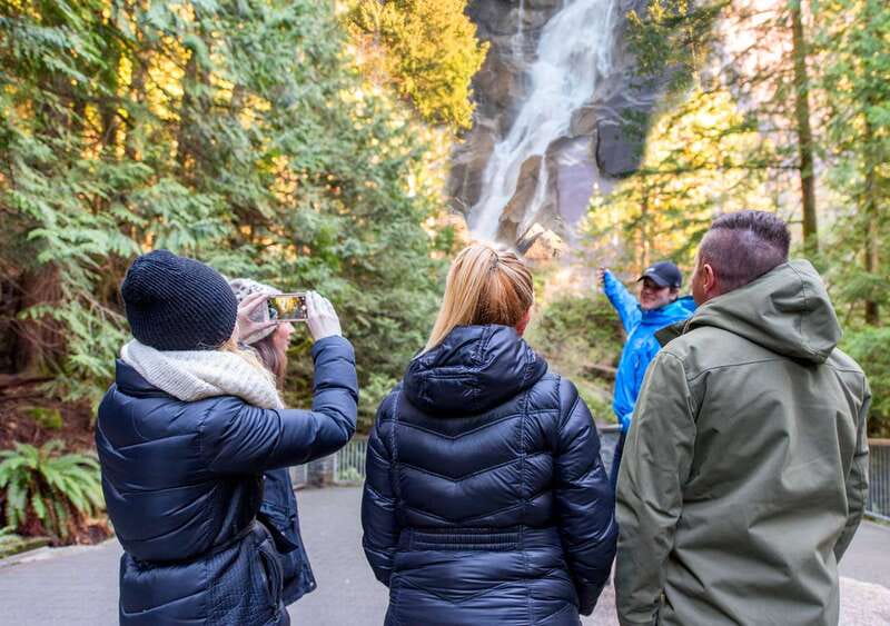 From Vancouver: Full-Day Whistler Tour - Shannon Falls in summer, and the winter canyon-and-ice route