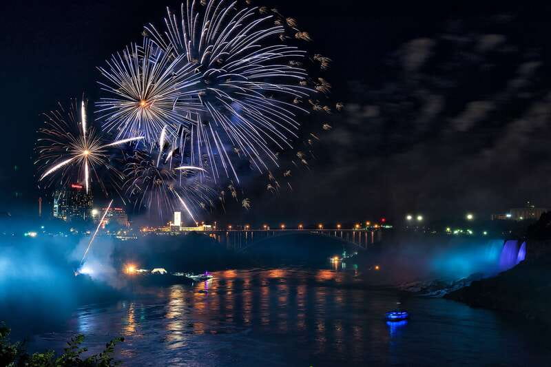 Niagara Falls, Canada: Evening Fireworks Cruise - The night show of the falls, then the fireworks finale