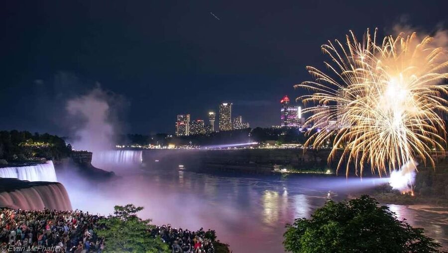 Niagara Falls: Skylon Tower, Fireworks & Walking Tour Canada - Entering the night from Skylon Tower’s observation deck
