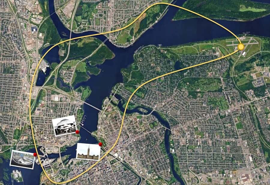Ottawa: Panoramic helicopter flight (Gatineau Park + downtown) - The Flight Route Over Ottawa: Parliament Hill, Rideau Hall, and Downtown