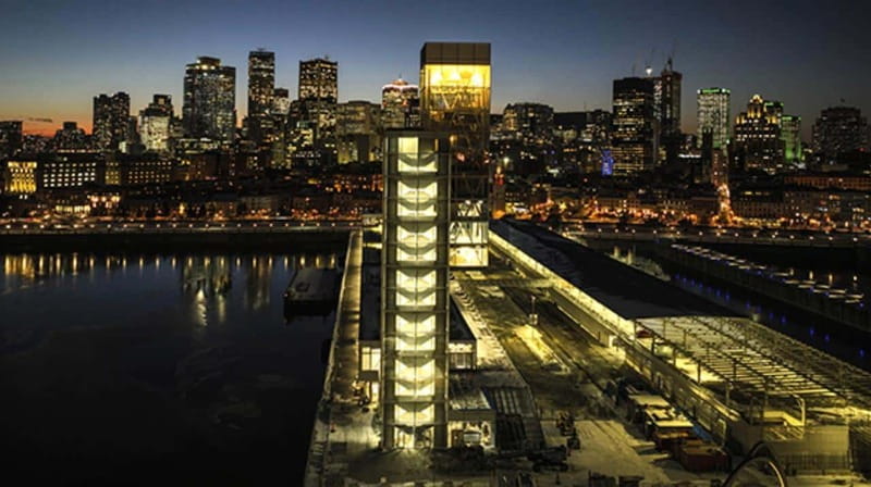 Port of Montreal Glass Tower Entry - Inside the tower: multimedia exhibition and viewfinders that help you read the city