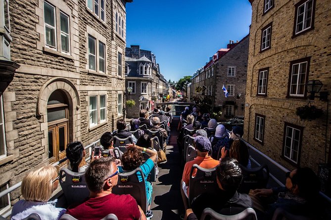 Quebec City Hop-On Hop-Off - Boarding the red double-decker: audio earphones and onboard Wi-Fi