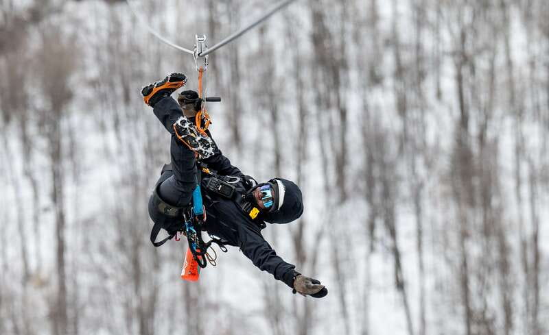 Tyroparc: Via Ferrata Guided Tour and Zipline Combo Ticket - Second zipline sprint back toward the cliff base