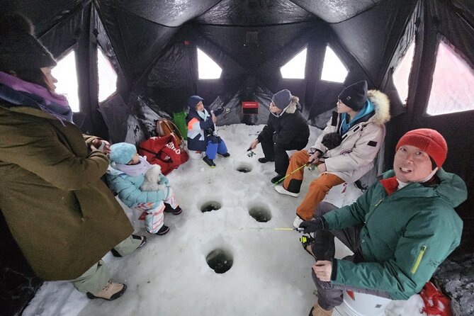Ultimate Ice Fishing with Lunch - After lunch: snowshoeing and making mist with hot water