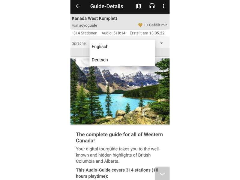 Western Canada Self-Driving Audio Guide English and German - Price and Value: $29 for Up to 9 People, Per Vehicle Logic